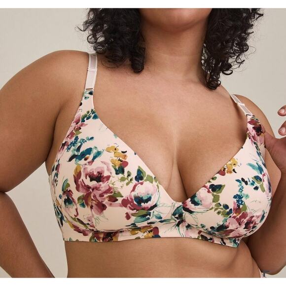 Torrid Wire-Free Lightly Lined Print Plunge 360° Back Smoothing Bra Size 46D - Picture 9 of 9